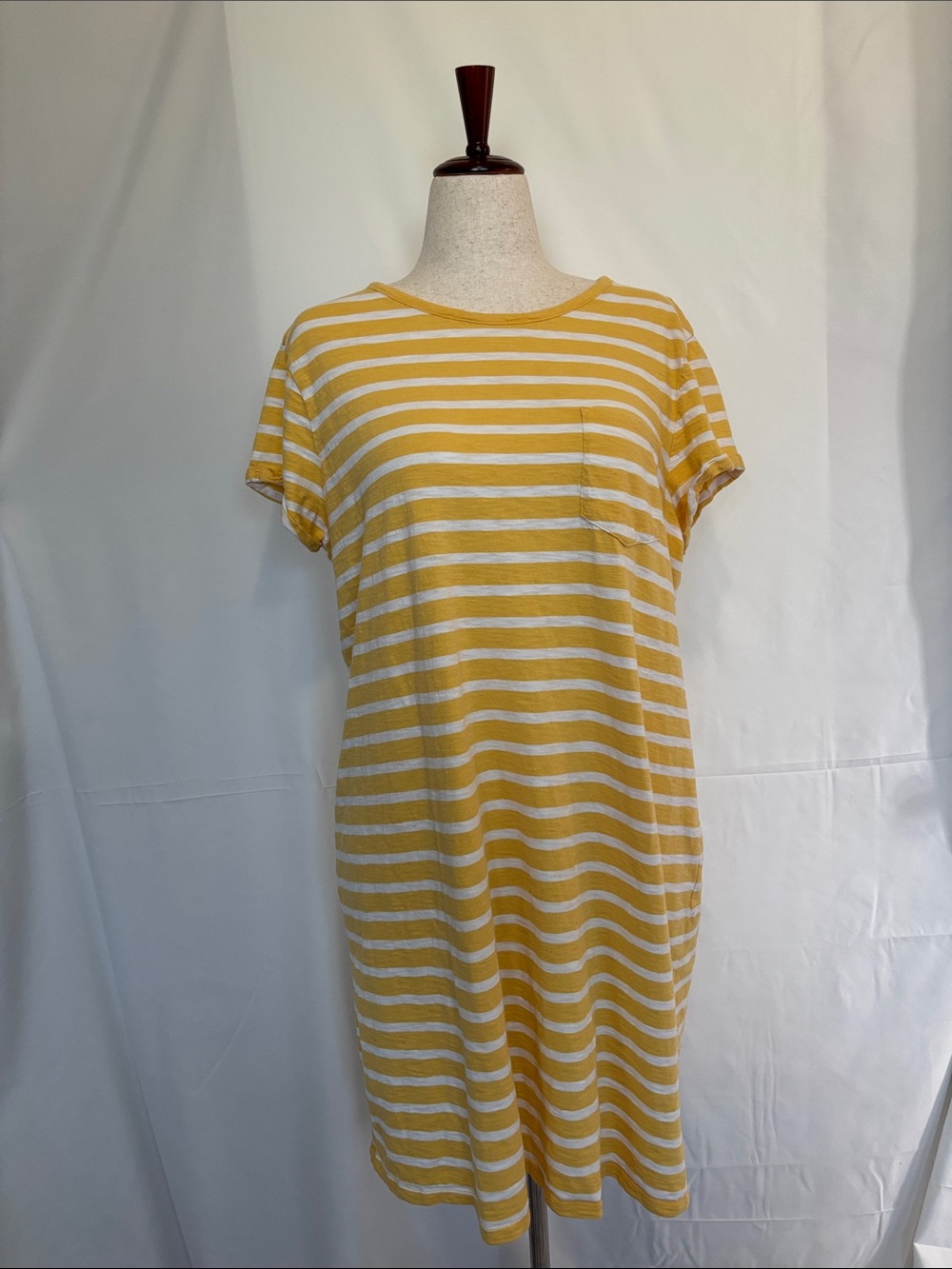 GAP Yellow and White Striped T-Shirt Dress